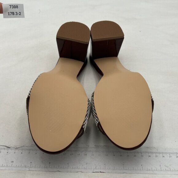 Womens Sparkly Sandals Rhinestone Flip Flop Shoes for Women,Chunky Heel Sandals - Picture 6 of 7